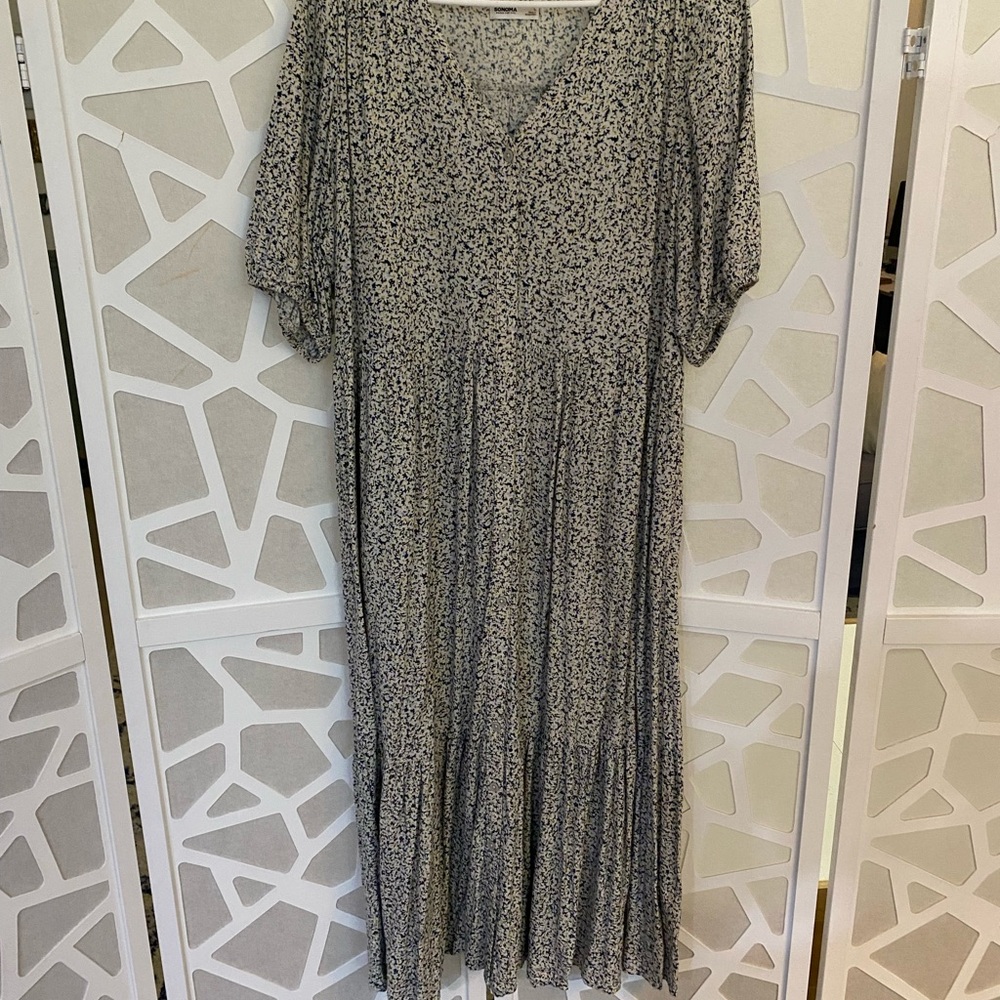 Sonoma Black and White Patterned Maxi Dress